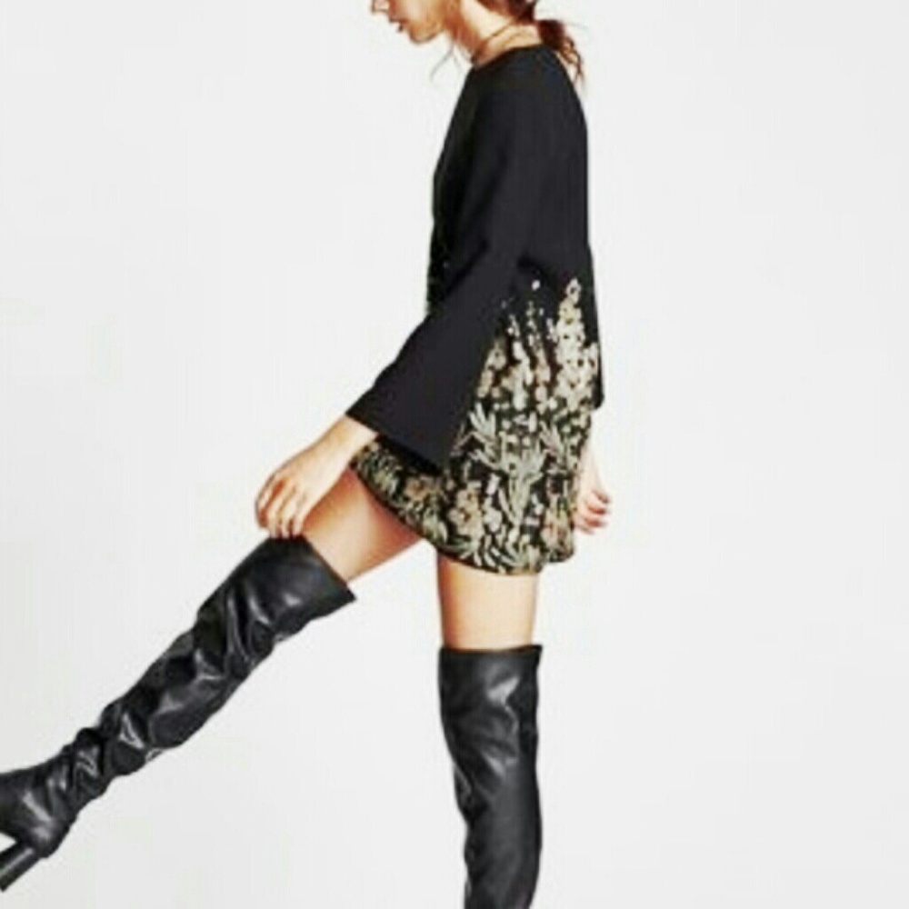 Zara Woman Embroidered Trapeze Dress - Picture 2 of 6